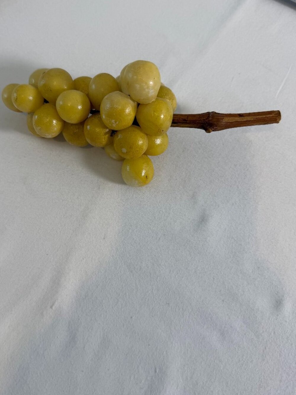 Vintage MCM Lucite Acrylic Green Grape Cluster Driftwood Stem Faux Fruit Decor